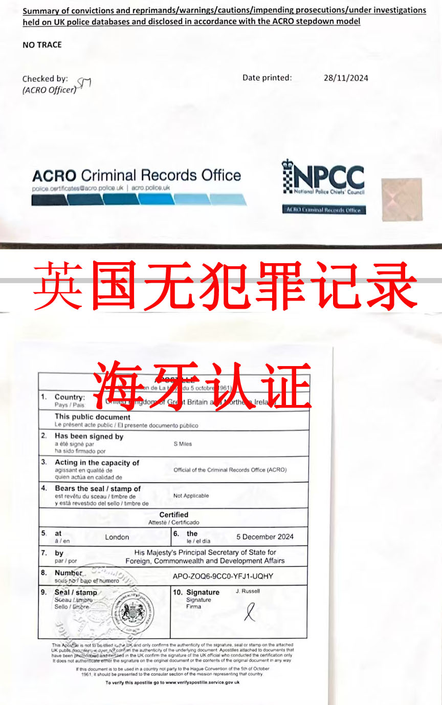英国无犯罪记录海牙认证